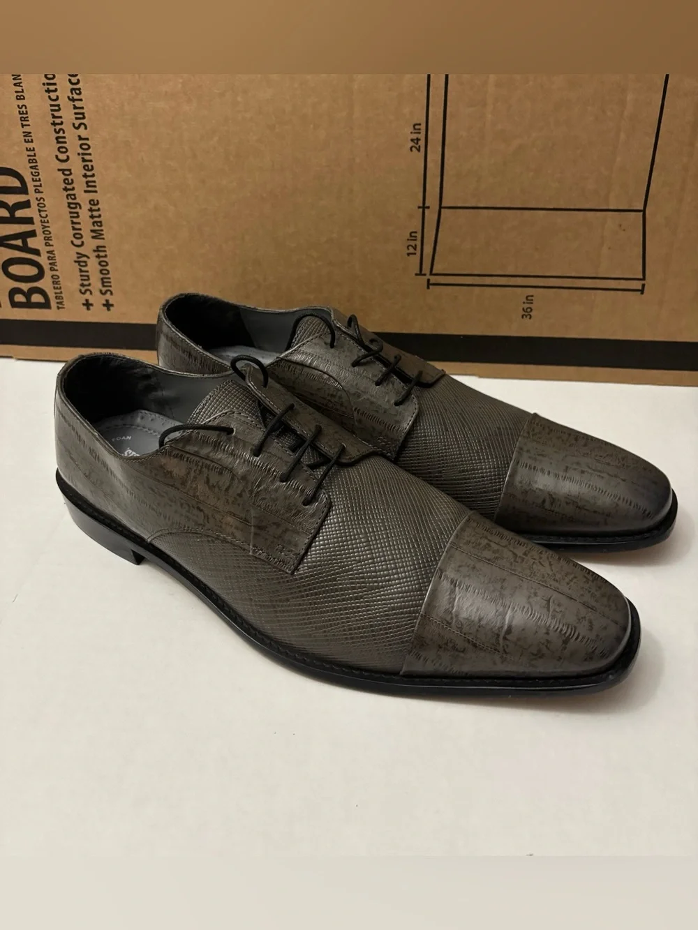 Stacy Adams Mens Size 14W Olive Oxfords Printed Cow Leather